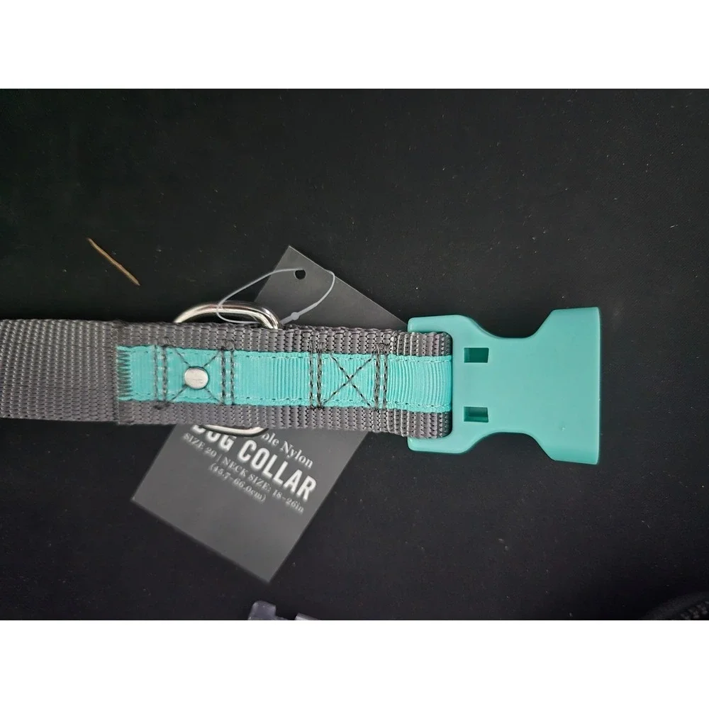Martha Stewart‎ Gray & Mint Adjustable Nylon Large Dog Collar Size 20 (18-26in)
